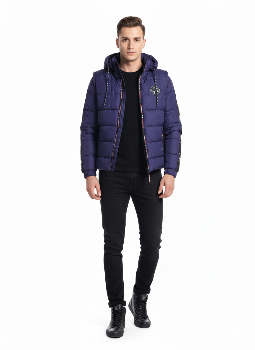 Premium Quality Full Sleeves Puffer Jacket - Irish Blue