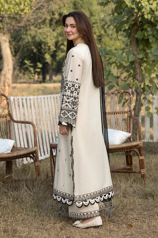 Zara Shah Jahan - 3PC Unstitched Dhanak Embroidered Shirt , Dupatta & Trouser