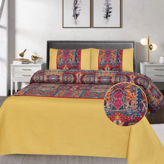 Premium Zeen Cotton Duck Bed Sheet 3 PCS - Export Quality (Patch Work)