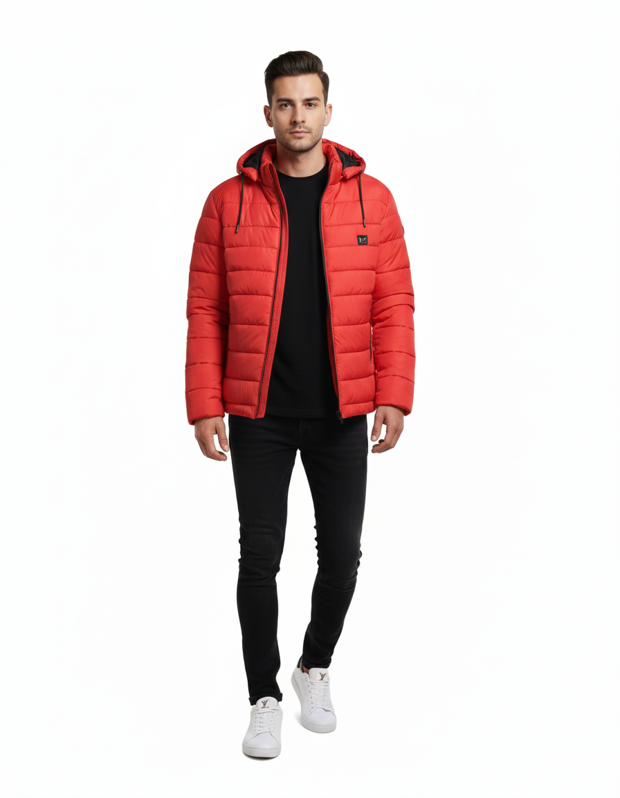 Premium Quality Full Sleeves Puffer Jacket - Red