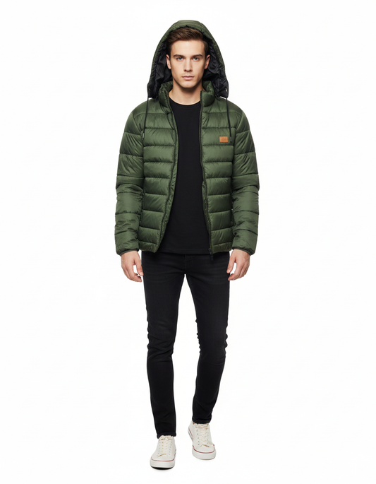 Premium Quality Full Sleeves Puffer Jacket - Army Green