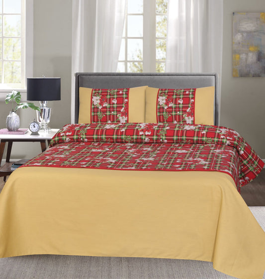 Premium Zeen Cotton Duck Bed Sheet 3 PCS - Export Quality (Patch Work)