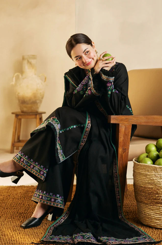 Zara Shah Jahan - 3PC Unstitched Dhanak Embroidered Shirt , Dupatta & Trouser