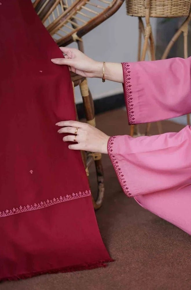 Aisling - 3PC Unstitched Dhanak Embroidered Shirt , Dupatta & Trouser