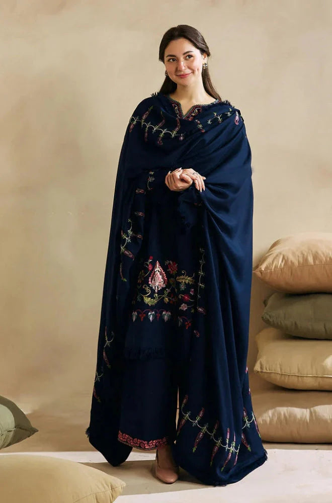 Zara Shah Jahan - 3PC Unstitched Dhanak Embroidered Shirt , Dupatta & Trouser