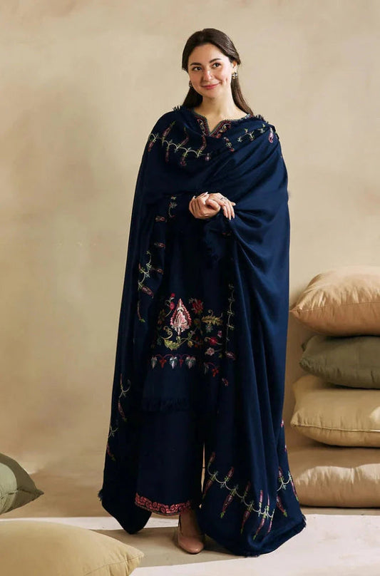 Zara Shah Jahan - 3PC Unstitched Dhanak Embroidered Shirt , Dupatta & Trouser