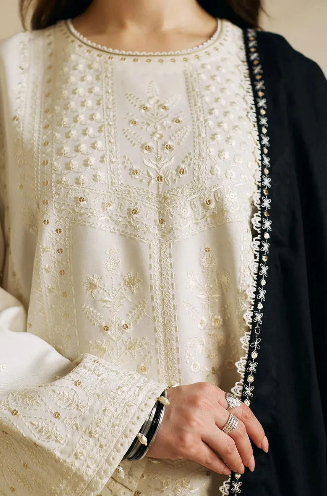 Zara Shah Jahan - 3PC Unstitched Dhanak Embroidered Shirt , Dupatta & Trouser