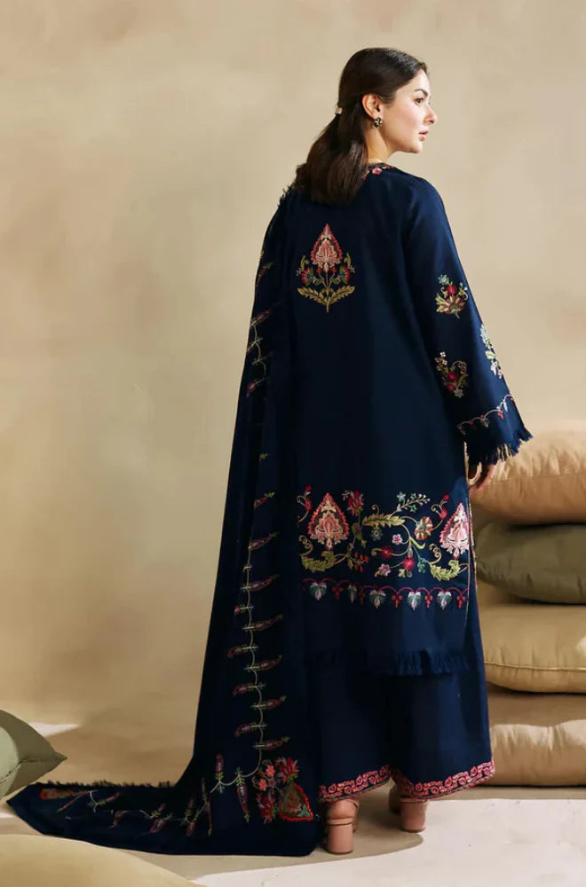 Zara Shah Jahan - 3PC Unstitched Dhanak Embroidered Shirt , Dupatta & Trouser