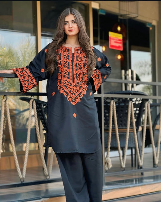 2PC Unstitched Dhanak Embroidered