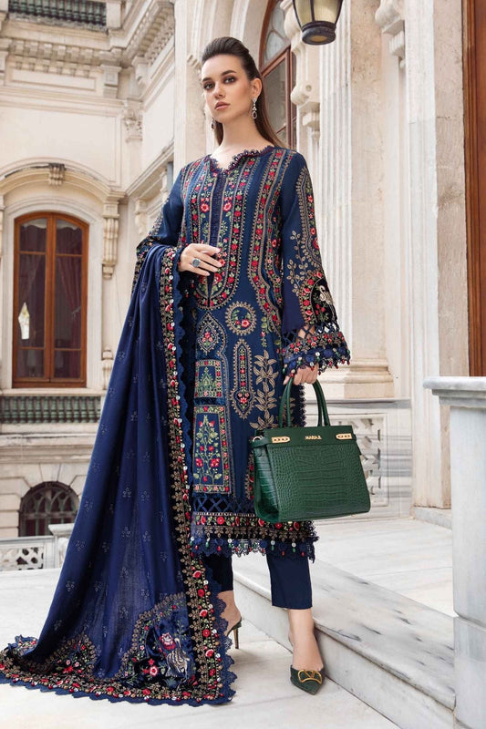 Maria - B Dhanak Embroidered 3PC Un-Stitched With Printed Shawl
