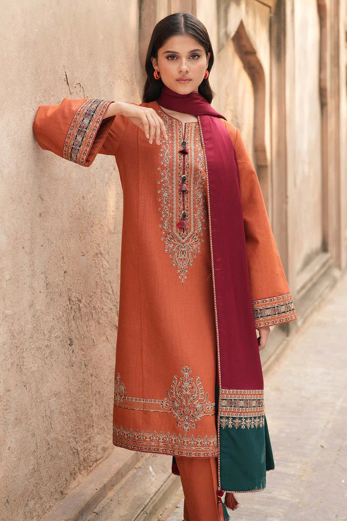 JAZMIN LUXURY 3PC Unstitched Dhanak Embroidered With Shawl