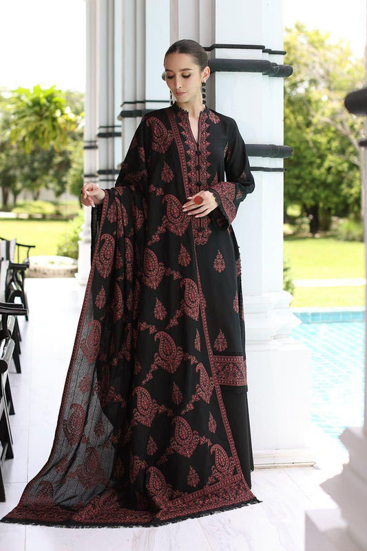 BAREEZE Unstitched Dhanak Embroidered 3PC With Embroidered Shawl