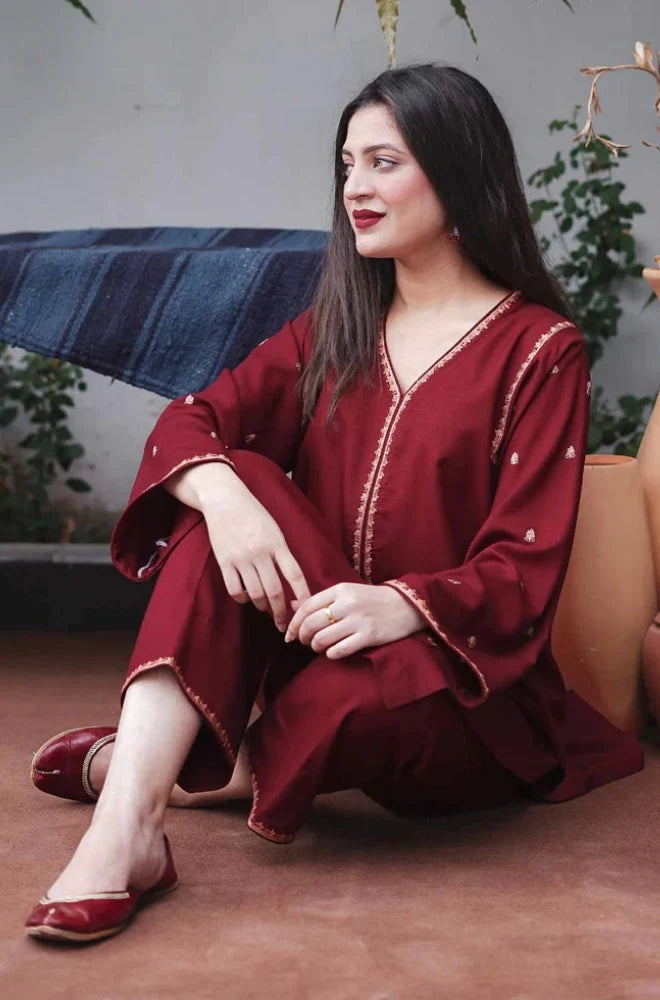 Aisling - 3PC Unstitched Dhanak Embroidered Shirt , Dupatta & Trouser