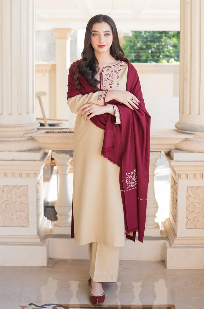 Aisling - 3PC Unstitched Dhanak Embroidered Shirt , Dupatta & Trouser